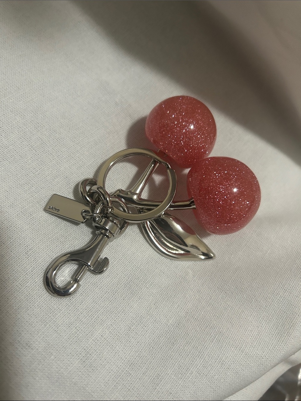 Coach style Pink Glitter Cherry Keychain Key & Card Holder - Picture 8 of 8